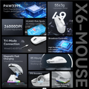 Mouse Bluetooth Attack Shark X6, PixArt PAW3395, conexão tri-modo, base de carregamento magnética de toque RGB, mouse macro para jogos - Primeiro Mundo