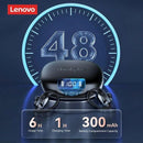 Lenovo-LP75 TWS Fones de Ouvido Esportivos Bluetooth 5.3, Fones de Ouvido Sem Fio, Impermeável, Hi Fi, Estéreo, Redução de Ruído, Fones de Ouvido Microfone, Novo - Primeiro Mundo